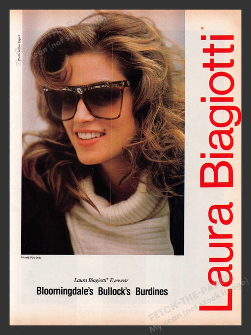 1988 Laura Biagiotti Eyewear Cindy Crawford Print Advertisement Ad