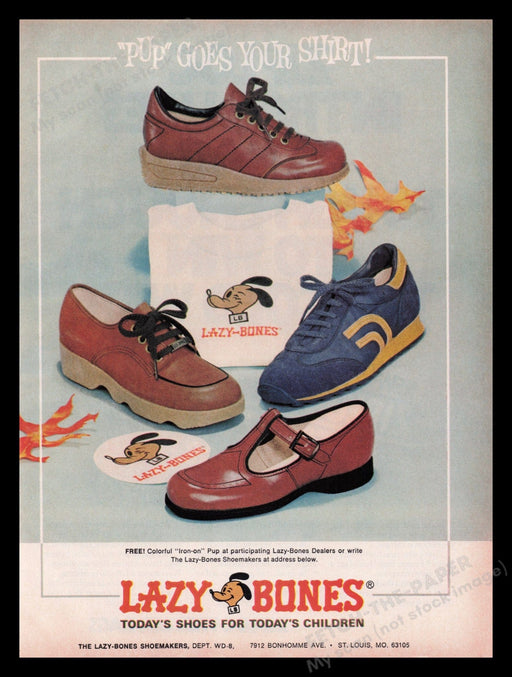Lazy Bones Shoes 1970s Print Advertisement Ad 1979 Children Kids Fetch the Paper!