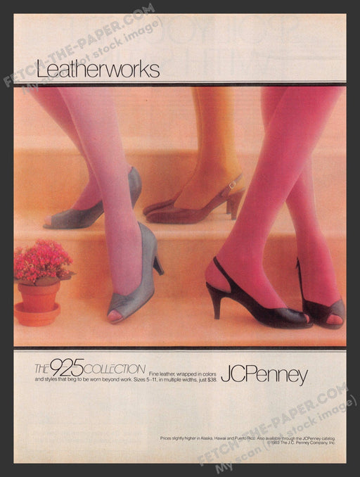 1983 Print Advertisement JCPenney Leatherworks "The 925 Collection" Shoes Ad.