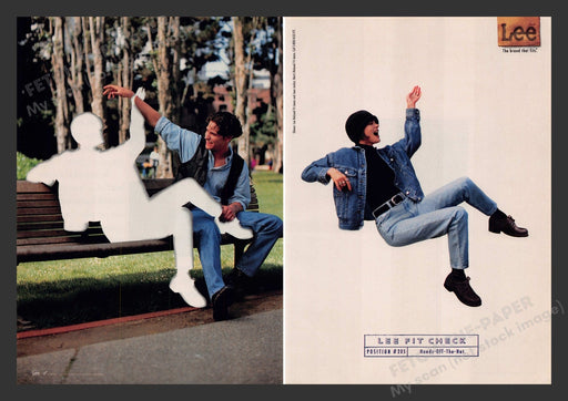 Lee Jeans Lee Fit Check Position #205 1990s Print Advertisement (2 pages) 1994 Fetch the Paper!