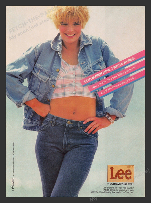 Lee Jeans Low Rise Crop Top Model 1980s Print Advertisement 1985 Fetch the Paper!