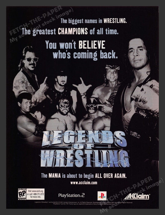 2001 Legends of Wrestling Mania Video Game Print Advertisement