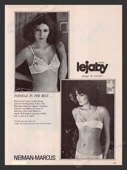 Lejaby Lace Mandarine and Leila Bra  Panties 1980s Print Advertisement 1983 Fetch the Paper!