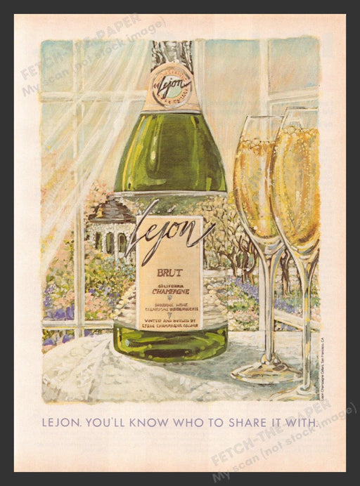 1984 Lejon California Champagne Brut Illustration Print Advertisement Ad