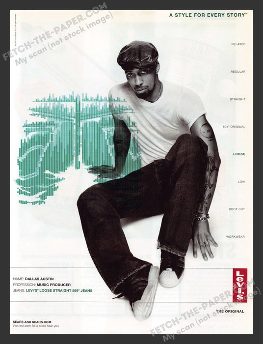 2005 Print Advertisement Levi's Clothing Dallas Austin Music Producer Ad.