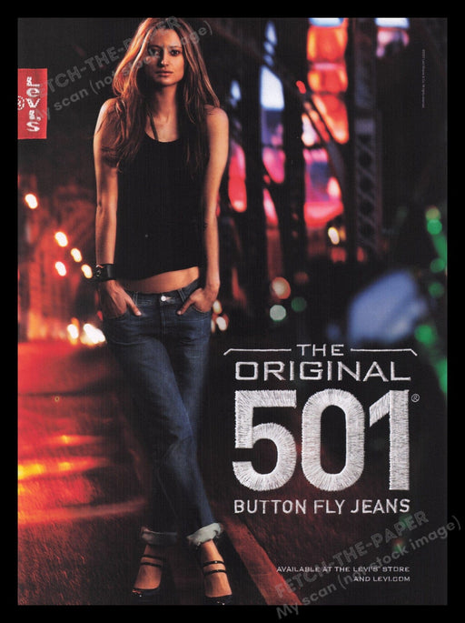 Levi's Jeans 2000s Print Advertisement Ad 2007 City Low Rise Model Streets Fetch the Paper!