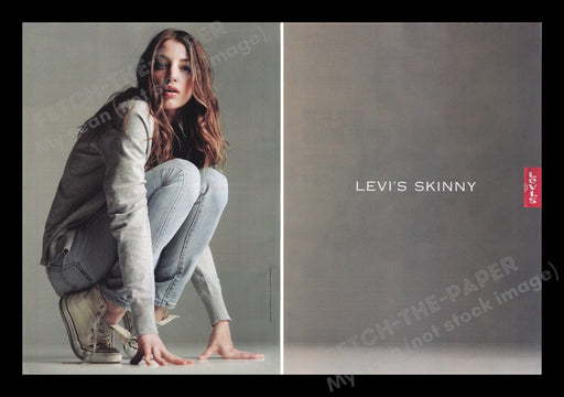 Levi's Skinny Jeans 2000s Print Advertisement Ad (2 pages) 2008 Legs Teen Model Fetch the Paper!