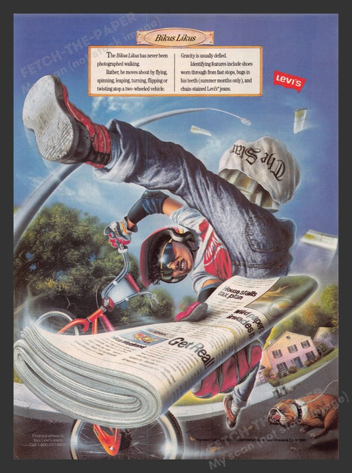 1990 Levi's "Wild Creature" Bikus Likus Print Advertisement Ad