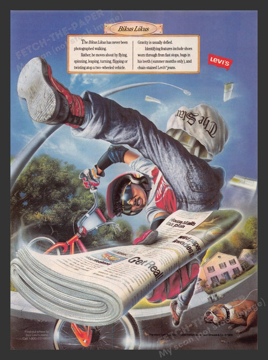 1990 Levi's "Wild Creature" Bikus Likus Print Advertisement Ad