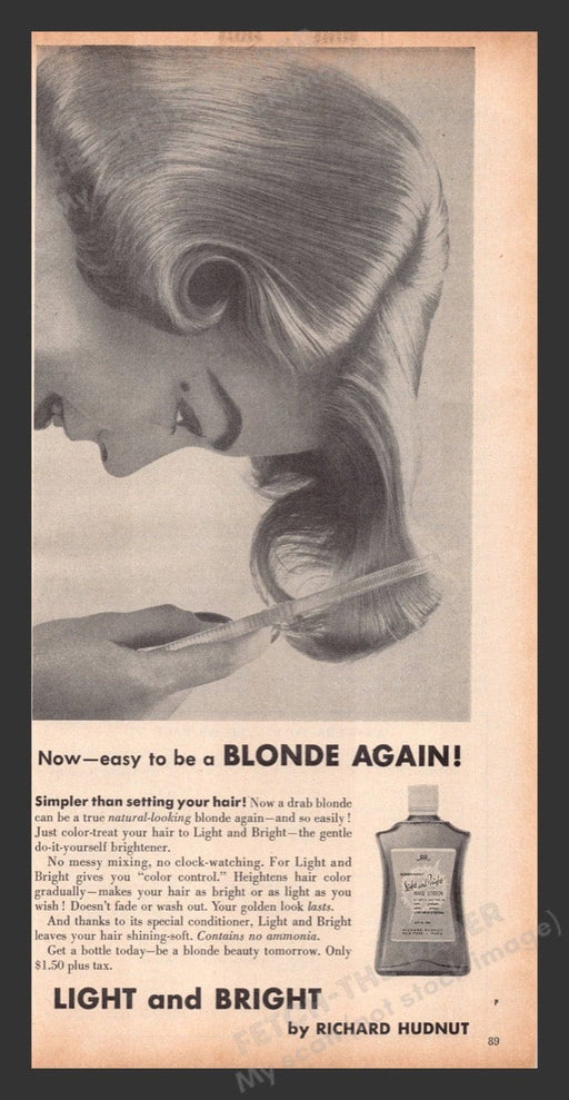 1956 Light and Bright Hair Brightener Blonde Hudnut Print Advertisement Ad