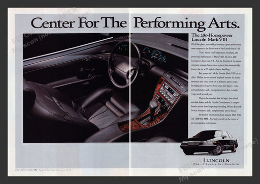 Lincoln Mark VIII Interior 1990s Print Advertisement (2 pages) 1994 Fetch the Paper!