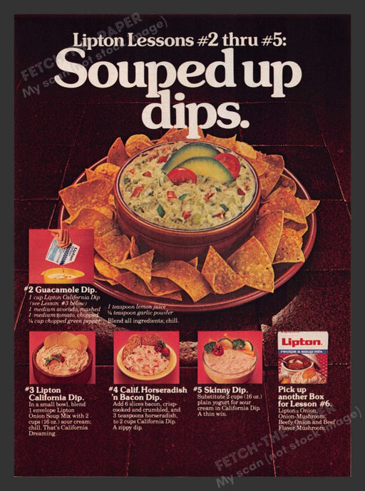 1980 Lipton Souped Up Dips Recipes Print Advertisement Ad