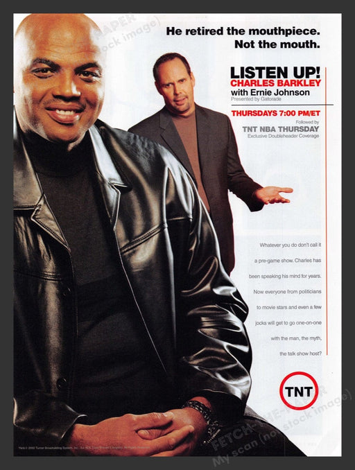 2002 Listen Up! T.V. Show Charles Barkley Print Advertisement Ad