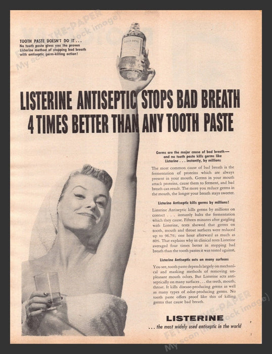 1956 Listerine Antiseptic For Bad Breath Print Advertisement Ad