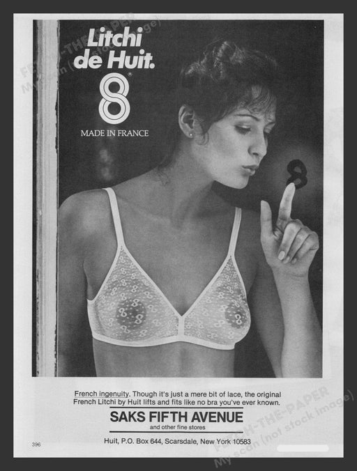 Litchi de Huit 8 Lingerie Bra Lace See Through 1980s Print Advertisement 1981 Fetch the Paper!