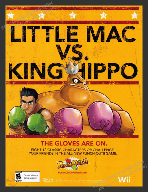 2009 Print Advertisement Little Mac Vs. King Hippo Video Game Ad.