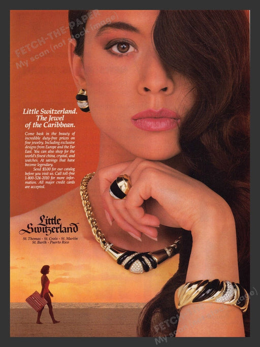1987 Little Switzerland Jewelry Walk on Beach Print Advertisement Ad