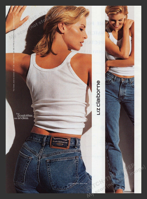 Liz Claiborne Jeans Niki Taylor Super Model 1990s Print Advertisement Ad 1996 Fetch the Paper!