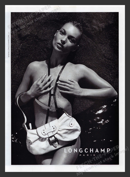 Longchamp 2000s Print Advertisement 2007 Naked Kate Moss Handbags Fetch the Paper!