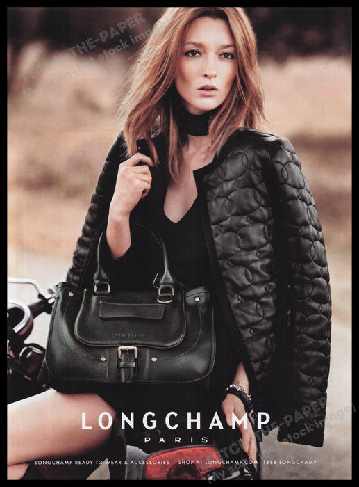 Longchamp Paris Handbags 2000s Print Advertisement Ad 2011 Legs Motorcycle Fetch the Paper!