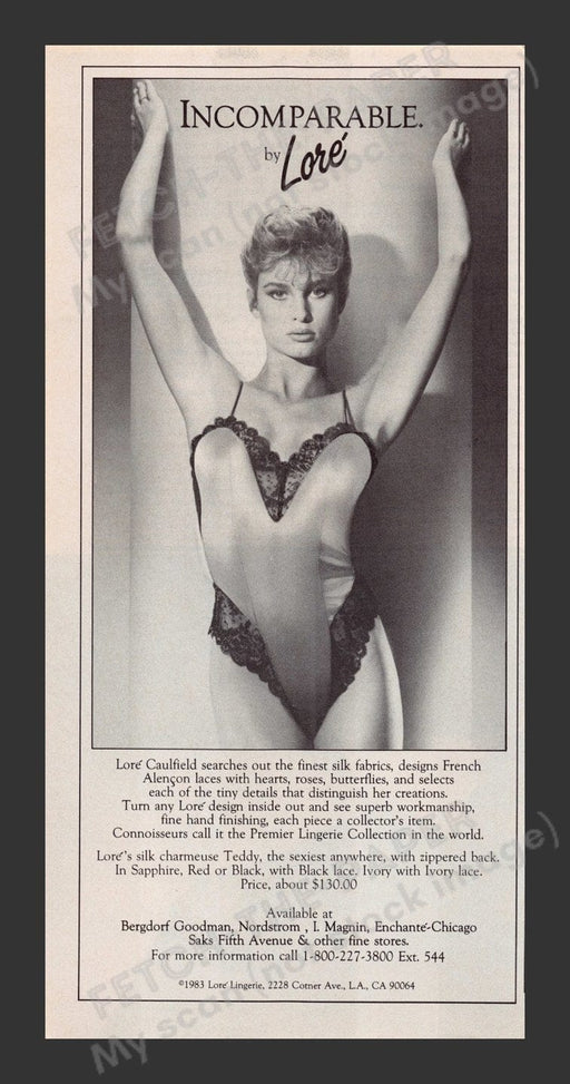 Lore 1980s Print Advertisement 1983 Lingerie Incomparable Caulfield Fetch the Paper!