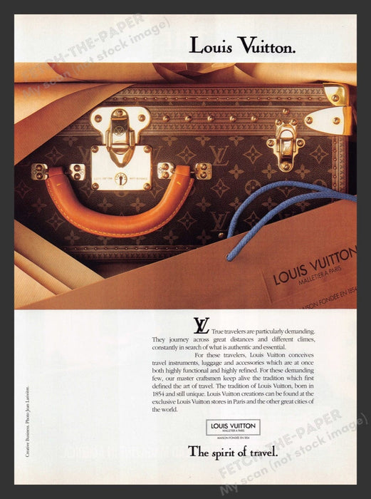 1990 Louis Vuitton Luggage "The Spirit of Travel" Print Advertisement Ad
