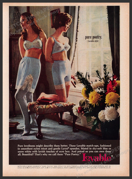 Lovable Lingerie 1960s Print Advertisement 1969 Girdle "Pure Poetry" Fetch the Paper!