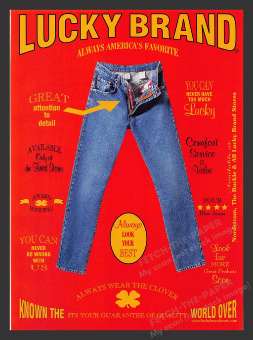 1998 Lucky Brand Jeans Always Wear the Clover Print Advertisement Ad