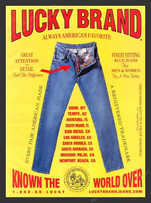 1999 Lucky Brand Jeans Zipper Clothing Print Advertisement Ad