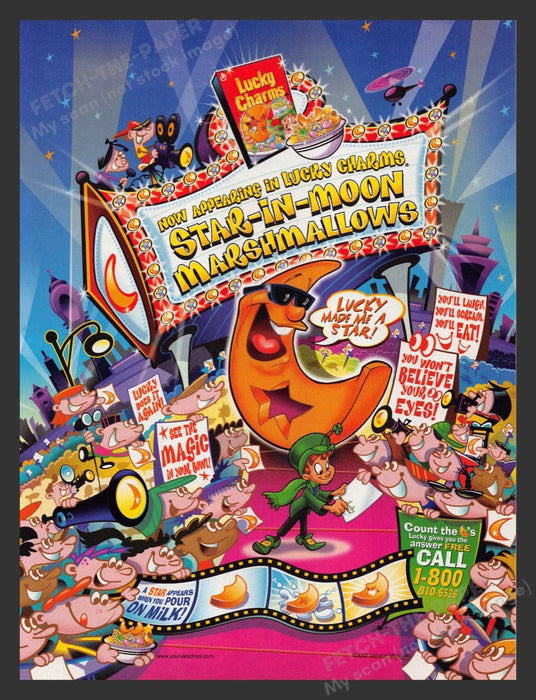 2002 Lucky Charms Star-In-Moon Marshmallows Print Advertisement Ad