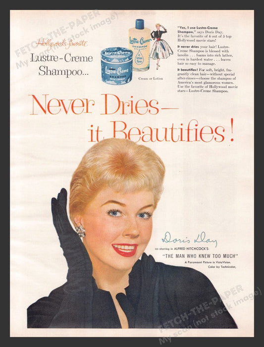 1956 Lustre-Creme Shampoo Doris Day Print Advertisement Ad