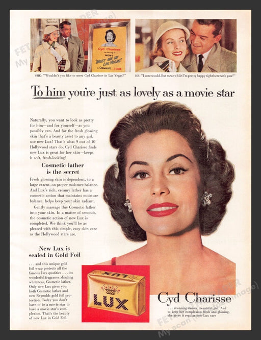 1956 Lux Soap Cyd Charisse Actress Color Print Advertisement Ad