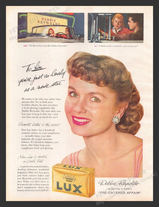 1956 Lux Soap Debbie Reynolds Actress Color Print Advertisement Ad