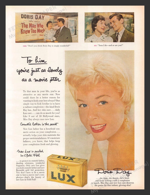 1956 Lux Soap Doris Day Print Advertisement Ad