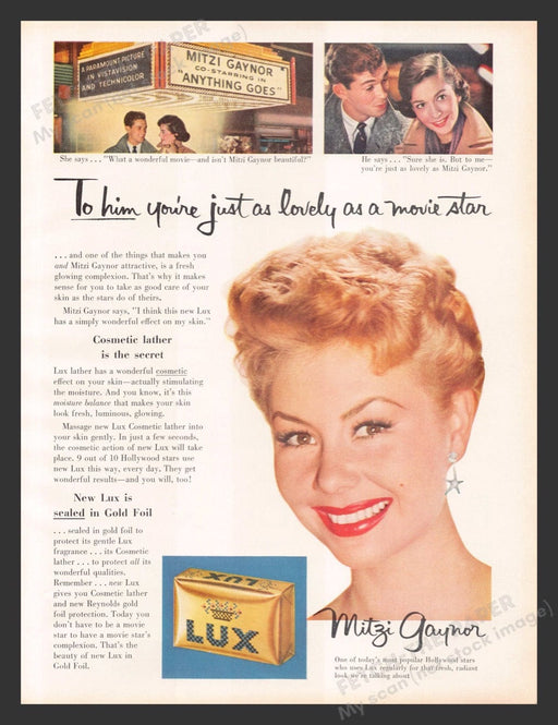 1956 Lux Soap with Mitzi Gaynor Print Advertisement Ad