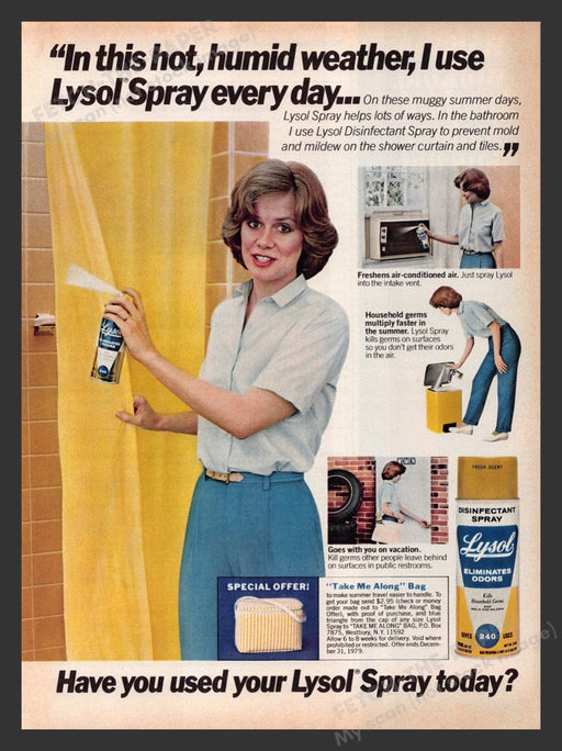 Lysol House Wife 1970s Print Advertisement Ad 1979 Fetch the Paper!