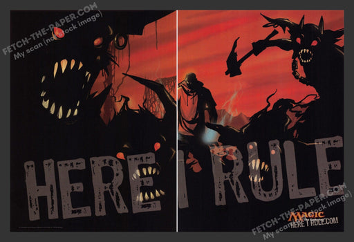 2008 Print Advertisement 2 Page Magic the Gathering "Here I Rule" Video Game Ad.