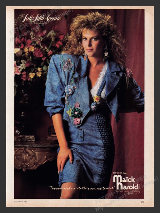 1988 Maick Harold Blue Jean Dress Shoulder Pads Print Advertisement Ad