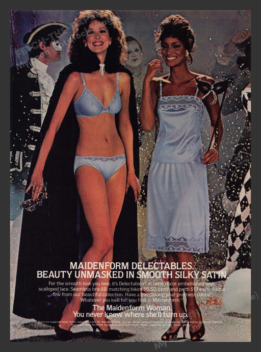 Maidenform Delectables Masquerade Bra Panties 1980s Print Advertisement Ad 1983 Fetch the Paper!