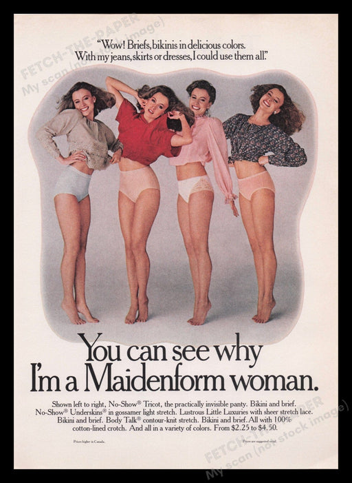 Maidenform Lingerie 1970s Print Advertisement Ad 1978 Legs Girl Models Underwear Fetch the Paper!
