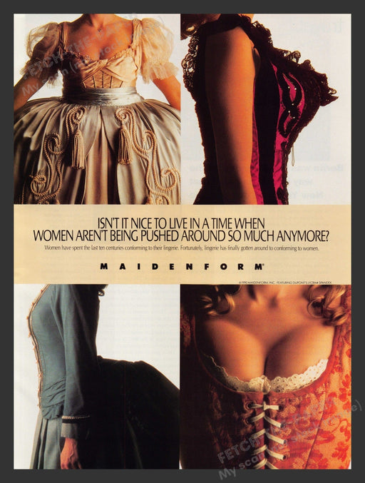 Maidenform Lingerie Centuries Pushed Around 1990s Print Advertisement Ad 1992 Fetch the Paper!