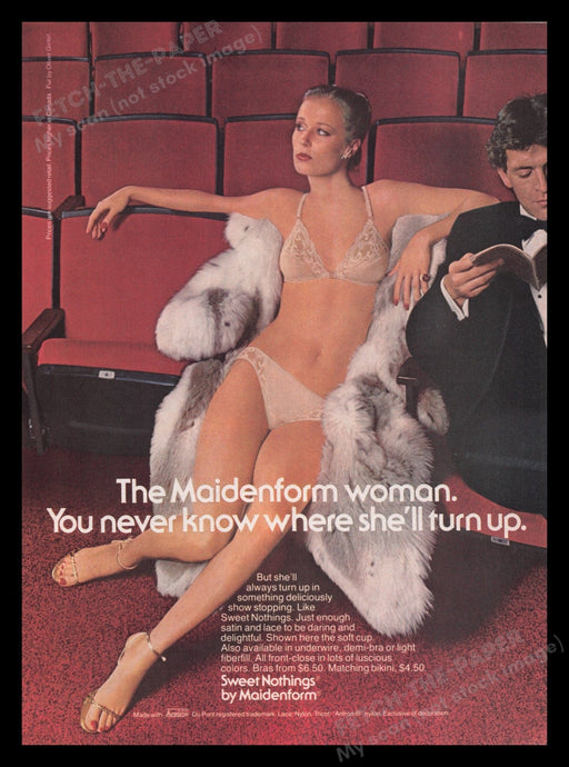 Maidenform Sweet Nothings 1970s Print Advertisement Ad 1978 Theater Lingerie Fetch the Paper!