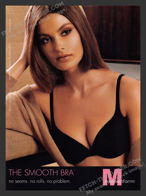 2007 Print Advertisement Maidenform The Smooth Bra Sexy Brunette Lingerie Ad.