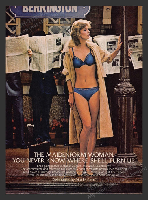 1983 Maidenform Woman Catching a Cab Bra & Panties Print Advertisement Ad