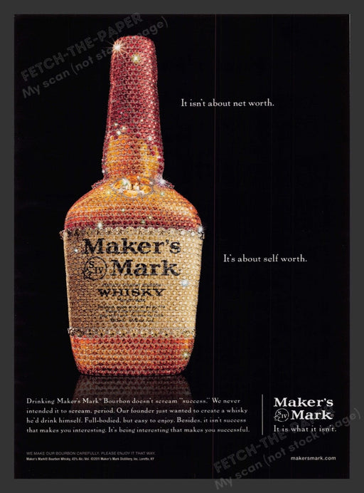 2011 Maker's Mark Bourbon Whisky Blinged Bottle Print Advertisement Ad