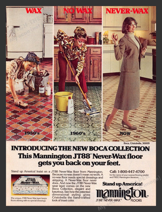 1984 Mannington Never Wax Floors Kitchen Print Advertisement Ad