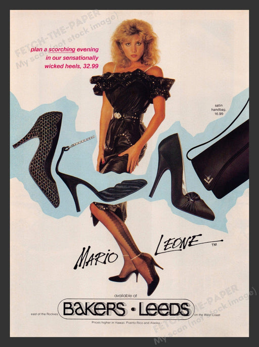 Mario Leone Shoes Legs Hosiery 1980s Print Advertisement 1985 Fetch the Paper!
