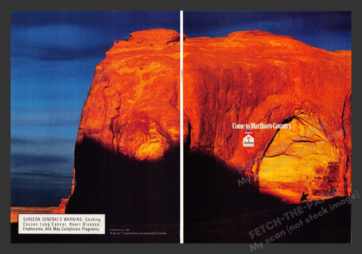 1998 Marlboro Cigarettes Cowboy Red Rock Cliff Print Advertisement (2 Pages)