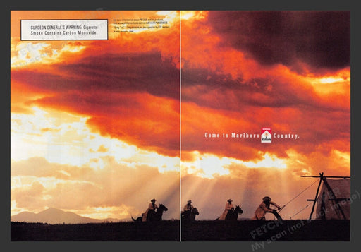 2000 Marlboro Cigarettes Cowboys Range Tent Sunset Print Advertisement (2 Pages)