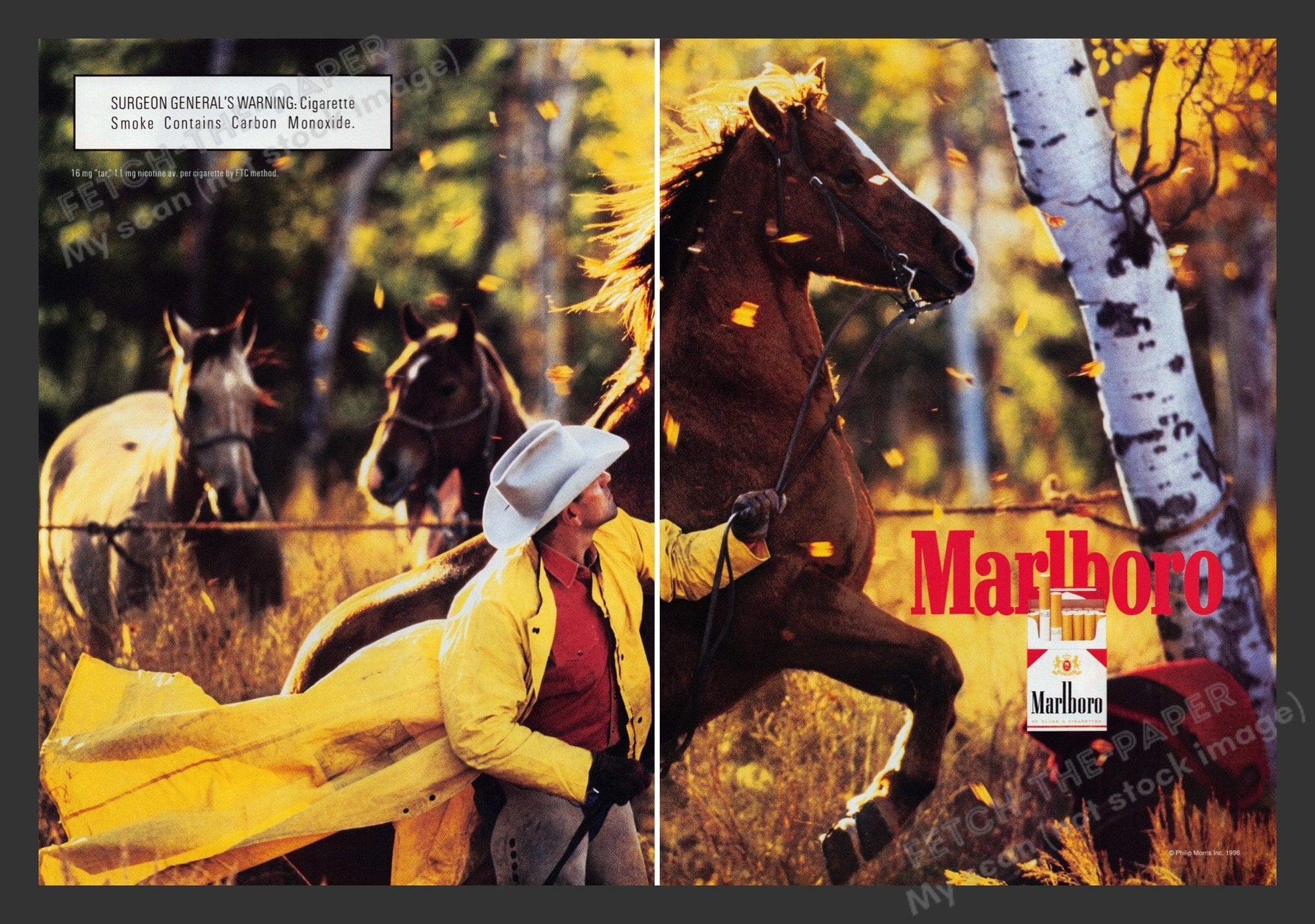 Marlboro Cigarettes Rearing Horse 1990s Print Ad (2 pgs) 1996 — Fetch